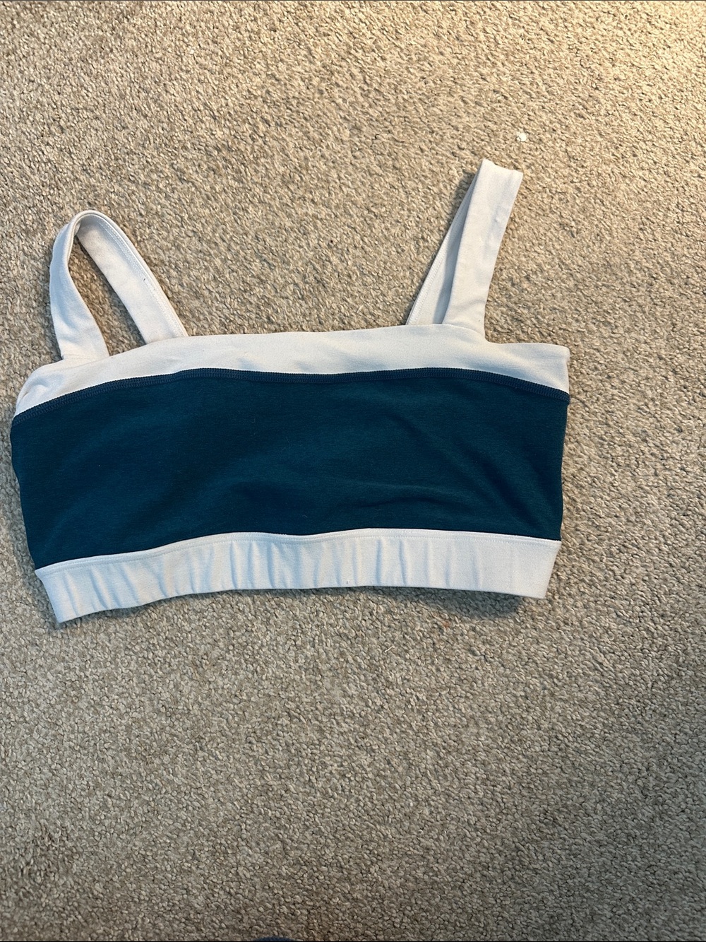 Beyond Yoga Teal with White Trim Workout Bralette